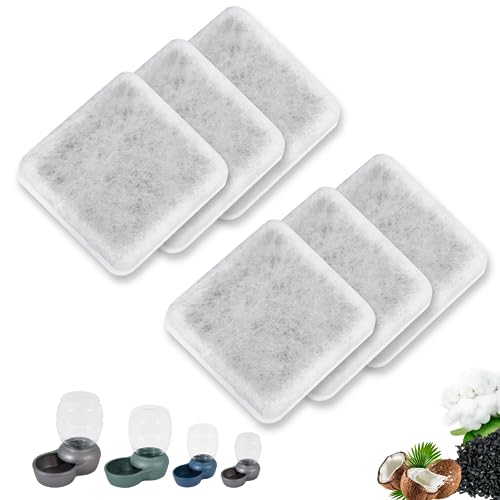 Pet Water Fountain Charcoal Replacement Filters Compatible with Petmate Replendish Mason Gravity Waterers, Automatic Cat Dog Water Bowl Dispenser Filters Replacement(6 Pack)