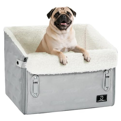 Dog Car Seat for Front or Back Seat – Patented Safety Buckle, Booster Seat for Small Dogs & Puppies up to 35 lbs, Elevated with Washable Cover, Fits Cars/SUVs/Trucks