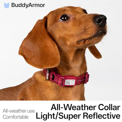 All-Weather Dog Collar Reflective Adjustable Soft Nylon QR Code Anti-Lost Collar Breathable with Quick-Release Buckle Patent Alloy Ring for Small Medium Large Dog (Super Reflect-Black, M) - color: Super Reflect-Black, size: M