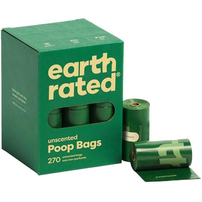 Earth Rated Poop Bags for Dogs, Guaranteed Leak Proof and Extra Thick Waste Bag Refill Rolls, Unscented, 270 Bags - size: 270 Bags, style: Unscented