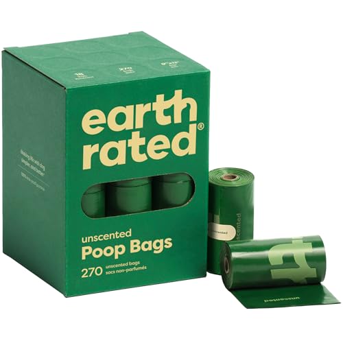 Earth Rated Poop Bags for Dogs, Guaranteed Leak Proof and Extra Thick Waste Bag Refill Rolls, Unscented, 270 Bags - size: 270 Bags, style: Unscented