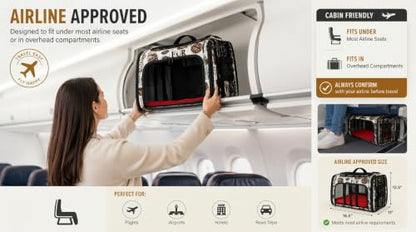 Airline Approved Pet Carrier with Wheels – 6 Removable 360° Spinner Wheels, Telescopic Handle with Phone Holder, Expandable Ventilated Cat & Dog Travel Carrier