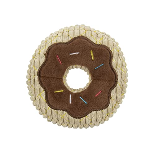 TrustyPup Tough 'N Fun Donut Squeaky Plush Dog Toy, Chew Guard Technology - Tan, Small (71148) - color: Tough 'N Fun - Donut (Tan), size: Small
