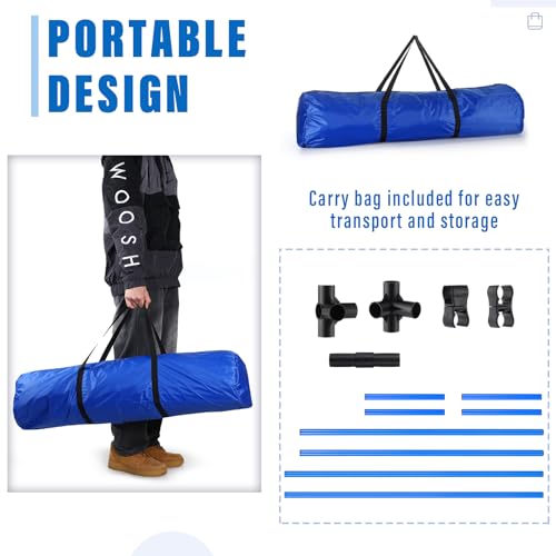Shappy 4 Pieces Dog Agility Equipment with Adjustable Height Jump Bars Adjustable Dog Agility Jumps with Carry Bag Exercise Jumping Hurdles for Indoor Outdoor Course Game(Blue) - color: Blue