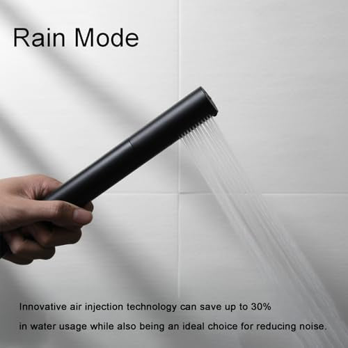 Black Shower Wand Brass Handheld Shower 7 Inch High Pressure Hand Held Shower Head High Flow Sprayer, 2 In 1 Function with 59 inch Hose, Bracket - color: Matte Black