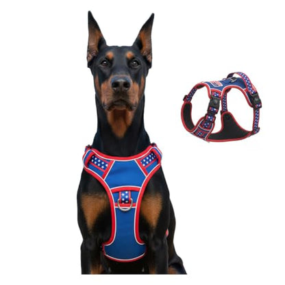 Extra Large Dog Harness, Heavy Duty Patriotic Pet Vest for German Shepherd, Golden Retriever, No Pull XL Puppy Chest Harness with Neck Buckles & Handle, Tactical Doggie Walking Gear (X-Large) - size: X-Large