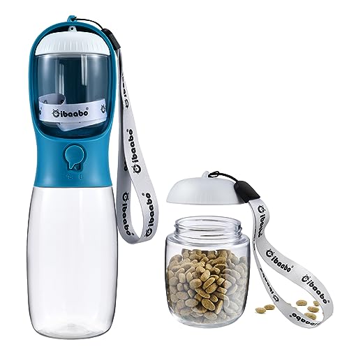 Cibaabo Dog Water Bottle with Food Container, Travel Puppy Water Bowl, Portable Pet Dispenser, Dog Stuff Accessories Items, Puppy Essentials Necessities for Yorkie Chihuahua Cat Walking and Hiking - color: #02 Indigo, size: 19oz