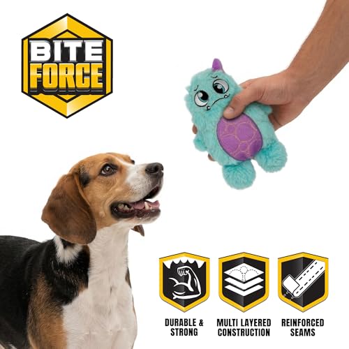 Bite Force - Durable & Strong Dog Toy Light Blue Monster with Squeaker, Kevlar-Reinforced for Aggressive Chewers. - color: Small - the Goofy Monster