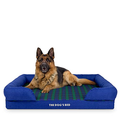 The Dog’s Bed Orthopedic Memory Foam Dog Bed with Bolsters for XL Dogs, Waterproof Washable Cover, Anti-Slip Base, Calming Surface – CertiPUR-Certified Foam, Oxford Fabric, Black Watch Tartan, XL - color: Black Watch Tartan, size: XL Beds