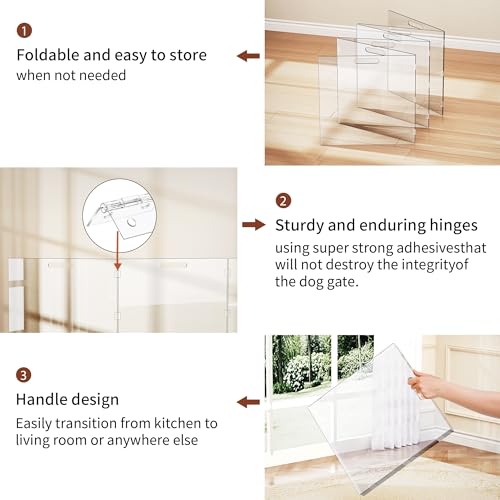 Acrylic Pet Playpen Gate for The House Doorways, Acrylic Pet Gate for Dogs, Freestanding, Clear (4 Panel) - size: 4 Panel