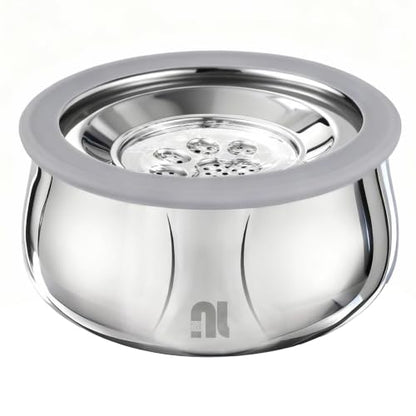 3L/0.8 Gallon No Spill Water Bowl for Dogs, Double-Wall Stainless Steel Slow Water Dog Bowls, Splash-Proof Vacuum Float, Dishwasher Safe for Large Medium Dogs