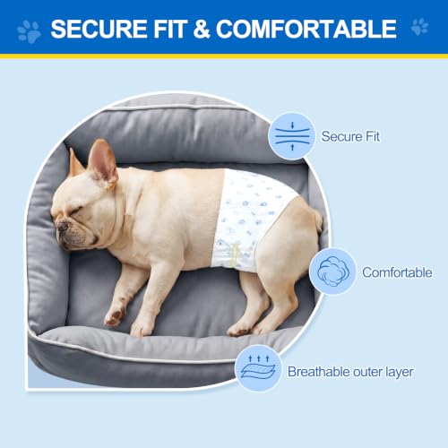 Wowflash 100 Count Male Dog Diapers Disposable, Leakproof Dog Wraps with Wetness Indicator, Breathable Quick-Dry, Secure Fit Doggy Belly Bands for Incontinence, Marking & House Training, Small - size: Small