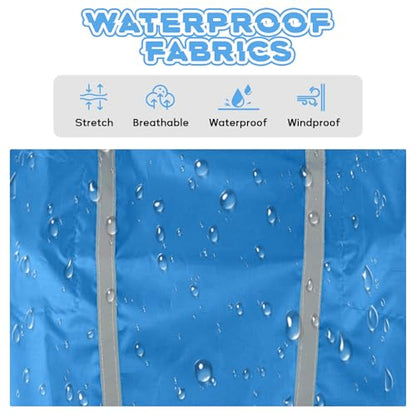 Dog Raincoat with Reflective Strip Hoodie, Waterproof Dog Raincoats, Adjustable Lightweight Hooded Poncho Dog Rain Jacket, Snowproof Windproof Clothes, Dog Raincoat for Large Dogs - color: Blue, size: XXXL