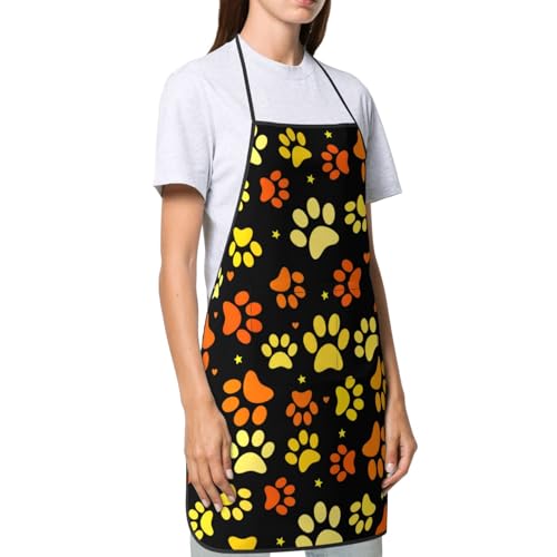Dog Grooming Waterproof Apron with 2 Pockets, Cute Animals Puppy Dog Pets Apron - color: Orange