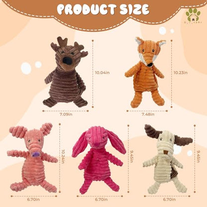 Dog Toy Body Limbs No Stuffing Head Filling Animal Appearance with Soft Squeaker,for Indoor Puppies and Senior Pups Chew and Play(Fox)