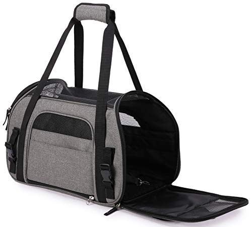 EliteField Soft Pet Carrier (3 Year Warranty, Airline Approved) Soft Sided Dog Puppy Cat Carrier Travel Bag (X-Large: 21" L x 12" W x 13" H, Charcoal Gray) - color: Charcoal Gray, size: 21.0"L x 12.0"W x 13.0"H