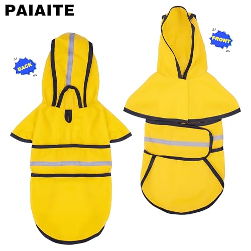 Paiaite Waterproof Hooded Dog Raincoat with Reflective Strips Yellow Duck XS - color: Yellow Duck, size: XS-(2~6lb) | Chest(~13.78-14.95")|Back(10.2")
