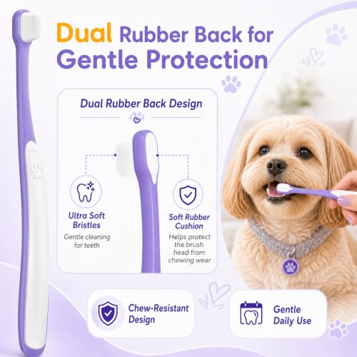 Small Dog Toothbrush, Mini Head, Soft Bristles, Under 30 lbs | Gentle Tiny Teeth Care. Curved Handle Reach. Soft Gum Comfort. Rubber Grip Control. Easy Daily Brushing. - size: 2 Count (Pack of 1)