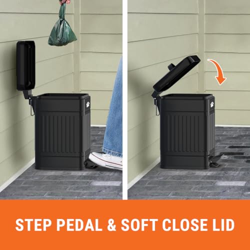 Pupzle Dog Poop Trash Can Outside, 1.3 Gal Metal Dog Waste Trash Can with Lid Outdoor, Waste Container with Pedal Garbage Poop Bin, Poo Bucket Outdoor with Lid for Backyard Odor Control, 30 Bags - size: Small