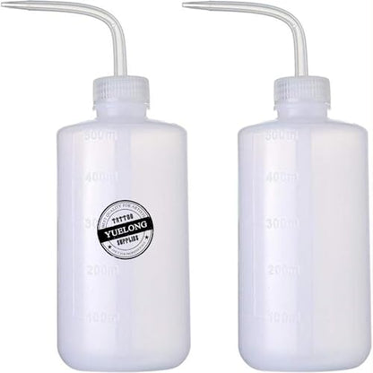 Yuelong Plastic Squeeze Bottle,2Pcs Safety Wash Bottle 500ml Convenient Green Soap Supply Tattoo Squeeze Bottle with Scale Labels Watering Tools for Medical Label Tattoo Supplies(500ml,16oz,1 Bottle) - size: 2 Count (Pack of 1)