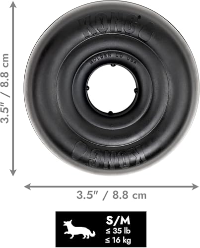 KONG Extreme Donut Dog Toy – Toughest Durable Natural Rubber Chew Toy for Power Chewers – Safe on Teeth & Gums, Fun Bounce & Roll for Indoor and Outdoor Play (Small/Medium) - size: (Small/Medium)