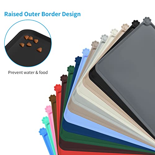 AUDWUD Silicone Waterproof Pet Feeding Mats,Anti Slip Bowl Pad,Dog Mat for Food and Water - color: Black, size: 18.5" x 11.5"