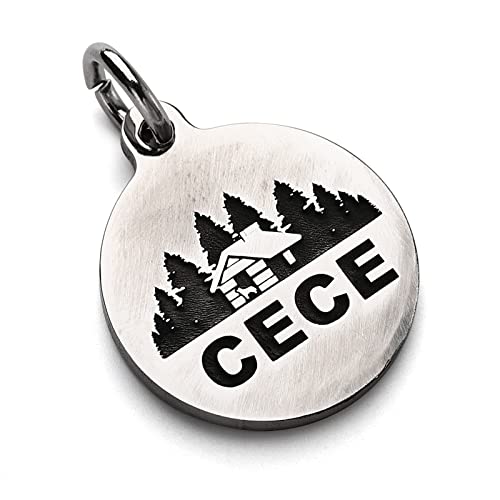 Deep Engraved Dog ID Tag Stainless Steel Personalized Customized Unique Pet ID Card Wolf Round (House S) - size: House S