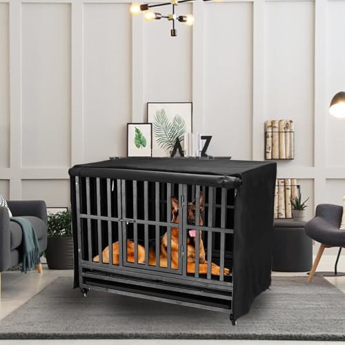 42 inch Heavy Duty Dog Crate Covers Durable 600D Polyester Insulated Dog Kennel Cover Soundproof Windproof Rainproof Shading Fit for Wire Dog Cage Covers with Breathable Side Window ( ONLY COVER) - size: Fit 42 inch Crate(43.13L x 30.71W x 33.07H inch)