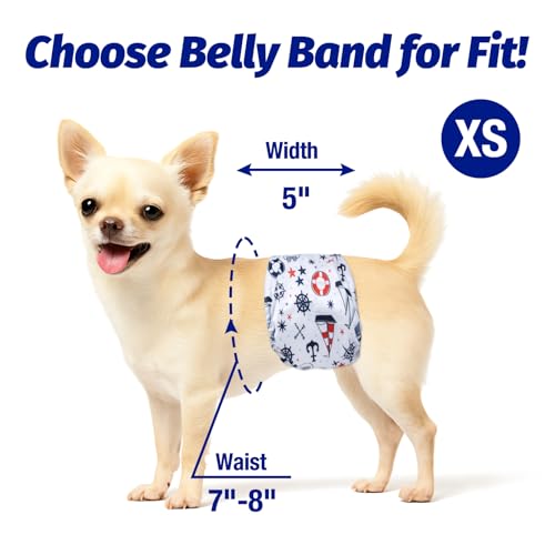 Pet Soft Dog Belly Bands - Washable Dog Diapers Belly Band for Male Dogs, Reusable Male Dogs Wraps 3pack for Doggy Puppy(Sailor, XS) - size: X-Small (NewBorn 7''-8'')