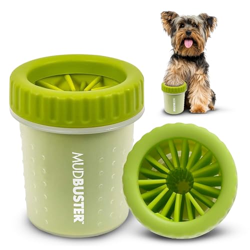 Dexas MudBuster Small Dog Paw Cleaner, Green, For Paws up to 2 inches Wide, Gentle Silicone Bristles for Quick, Easy Cleaning - color: Green, size: Small without Lid