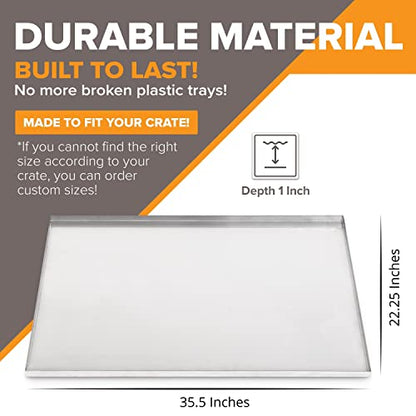 Pinnacle Systems Precision Pet Two Door Metal Dog Crate Tray Replacement Pan Chew Proof Crack Proof Pet Kennel Great Cage Tray Pet Supplies (Galvanized, 35.5" L X 22.25" W X 1") - size: 35.5"L x 22.25"W x 1"H