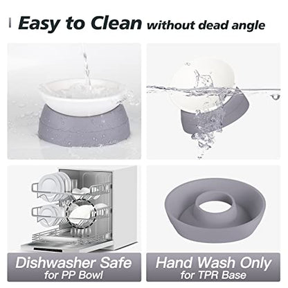 Elevated Cat Bowls, 2 Pack Adjustable Raised Slanted Food Bowls for Cats and Small Dogs, Wide Shallow PP Dishes with TPR Non Slip Bases, Whisker Friendly, 17 oz Each - color: Milky White, Light blue & Milky White, Grey