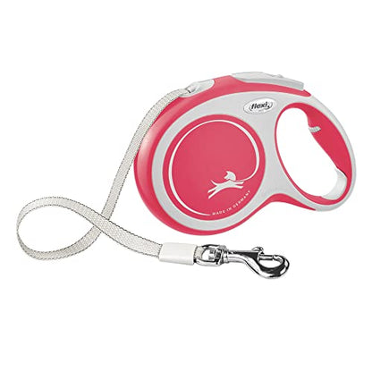 FLEXI New Comfort Tape Retractable Dog Leashes for Large Dogs Upto 110 lbs. – 26 ft., Red/Pastel | Tangle Free Pet Walking Leash with One-Handed Brake, Pause, Lock|German Quality Product