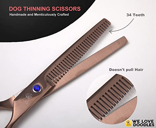Dog Grooming Scissors Kit - Best Tools for Goldendoodles & Poodles - Straight, Curved & Thinning Shears - Professional Grade Stainless Steel, 4 Pc Set [We Love Doodles] - size: Medium