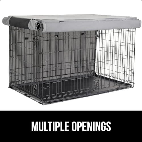 GORILLA GRIP Dog Crate Covers Compatible with Amazon Basics Dog Crates, All Sides Open, Privacy Cover Fits 48" Wire Kennel, Breathable Mesh Windows, Light Reducing Puppy Training Cage Topper, Gray - color: Gray, size: 48" X 30" X 33"