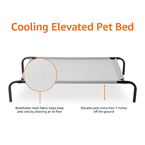 Amazon Basics Cooling Breathable Elevated Dog Bed with Durable Metal Frame, Medium, 43 x 26 x 7.5 Inch, Grey, Easy to Assemble - color: Grey, size: Medium