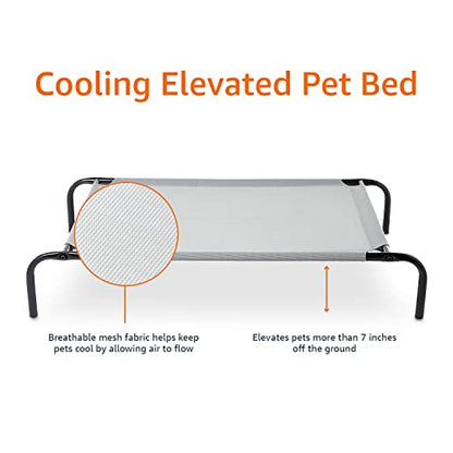 Amazon Basics Cooling Breathable Elevated Dog Bed with Durable Metal Frame, Medium, 43 x 26 x 7.5 Inch, Grey, Easy to Assemble - color: Grey, size: Medium