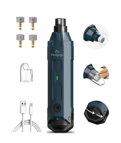 6-Speed Dog Nail Grinder& 5 Grinding Heads Super Quiet (45 db)Pet Nail grinder with 2 LED Lights 12000RPM & 3 Grinding Ports with Dust Cap Dog Nail Trimmer for Large Medium Small Dogs - size: Blue+5 Heads