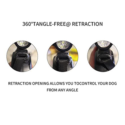 360° Tangle-Free Retractable Dog Leash with Flashlight, Dispenser and Poop Bag Heavy-Duty Nylon Tape for Small, Medium Dogs and Cats One-Handed Brake and Lock, Blue - color: blue
