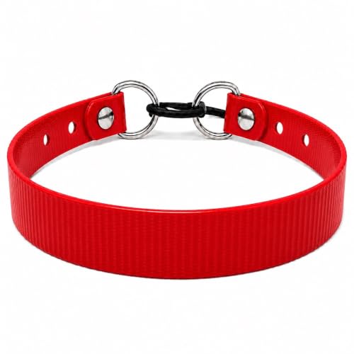 SparkDog 3/4” High Flex Quick Adjust E-Collar Strap Waterproof Replacement Collar Compatible w/SportDOG, Garmin, Dogtra & E-Collar Technologies, Genuine BioThane®-Made in USA (Red HF, High Flex) - color: Red HF
