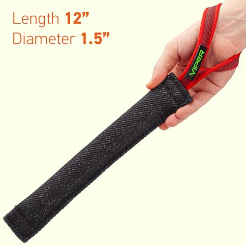 Viper Heavy Duty French Linen Dog Bite Tug Toy - K9 Trainer, Tough and Durable for Dogs Shutzhund IPO K-9 - Black - 12in L x 2in W - color: Black, size: 12in L x 2in W