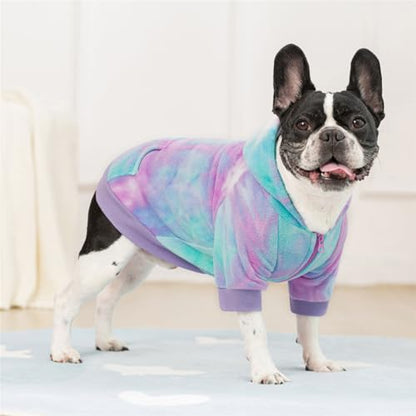 French Bulldog Clothes Dog Hoodie Sweatshirts with Pockets for Small Dogs Puppy Chihuahua Coat Clothing Pet Cat Hoodie Fleece Dog Sweaters Costume - color: Purple +Green, size: M