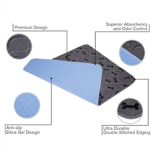 Washable Dog Pee Pads with Free Grooming Gloves,Non Slip Dog Mats with Great Urine Absorption,Reusable Puppy Pee Pads for Whelping,Potty,Training,Playpen - size: 24x36 Inch (Pack of 2)