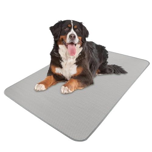 Buvlnee Summer Dog Cooling Mat Washable Ice Silk Self Cool Pad for Small Medium Large Dogs and Cats, Pet Sleeping Pad for Crate, Bed, Indoor & Outdoor Floor, Car Seats - color: Gray, size: 59x40in