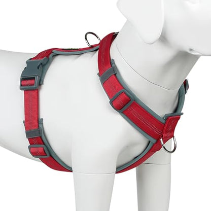 Plutus Pet No Pull Dog Harness, Adjustable Nylon Harness with Soft Padding, Reflective and Heavy Duty Dog Harness for Small, Medium, Large Dogs(Red, M) - color: Red, size: M