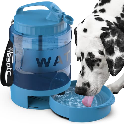 Dog Water Bowl Dispenser 77oz, Large Pet Dog Water Bottle Portable with Pull-Out Travel Water Bowl for Dogs, Portable Water Bowl for Dogs on The Go, Camping Essentials Hiking Traveling Accessories - color: Blue, size: 77OZ