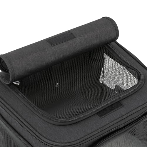 Double-Compartment Pet Rolling Carrier with Wheels, 13.78 * 10.24 * 24.01 in Ajustable Pet Carrier, 22.05 lbs Bearing Collapsible Pet Trolley Bag for Cats, Dogs, Pet Ferrets, Rabbits (Black) - color: Black