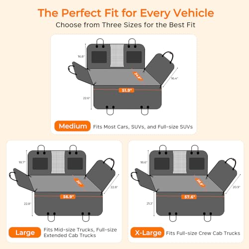 URPOWER 2026 Upgraded Dog Back Seat Extender for Full Size Crew Cab Truck - Large Hard Bottom Dog Car Seat Cover Holds 550lbs, Waterproof Dog Hammock Pet Bed with High-Density Foam Non-Slip - color: Black, size: XL - Full Size Crew Cab Truck