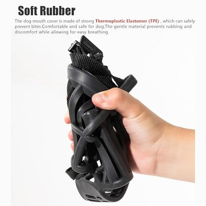 Soft Basket Rubber Dog Muzzle,Dog can Pant and Drink,Humane Cage Mouth Cover，Breathable Adjustable Muzzle to Prevent Biting,Chewing and Scavenging,Ideal for Training,Grooming & Daily Use (Black, M) - color: Black, size: M