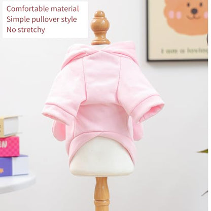 Pink Dog Sweater for Small Dogs Girl Boy Bunny Ears Puppy Hoodies Funny Dog Sweatshirt Coat Rabbit Outfit for Cats Pet Easter Costume for Pomeranian Chihuahua Yorkie (Pink, Medium) - size: Medium
